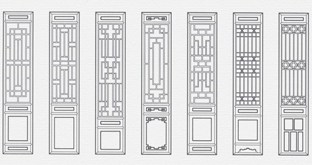 融安常用中式仿古花窗图案隔断设计图